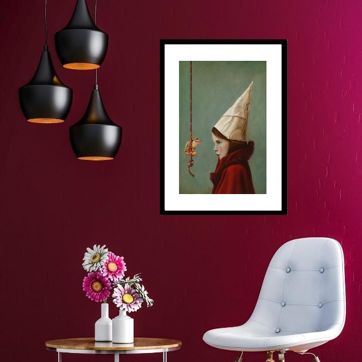 Quadro Surrealista Menina Palhaço - 60x48 Cm