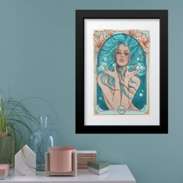 Quadro Vintage Signo Aquário - 60x48 Cm