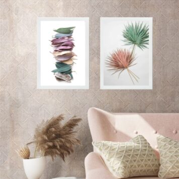 Kit 2 Quadros Folhas Secas - Candy Colors B