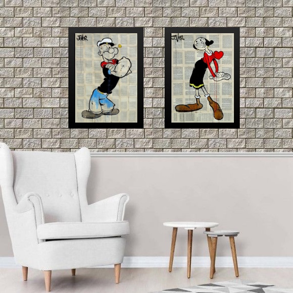 Kit 2 Quadros Popeye e Olívia Palito