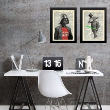 Kit 2 Quadros Vintage Yoda e Vader B