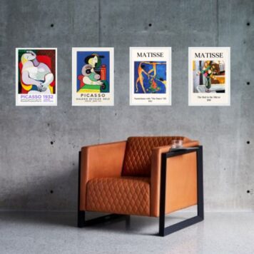 Kit 4 Quadros Vintage Posters Matisse e Picasso B