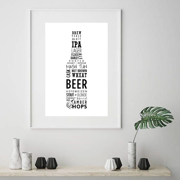 Quadro Minimalista Tipos De Cerveja - 60x48 Cm B