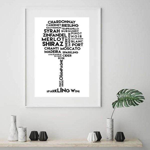 Quadro Minimalista Tipos De Vinho- 60x48 Cm B