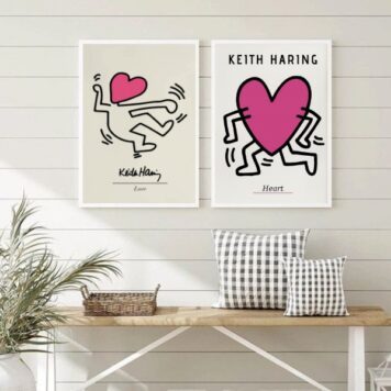 Kit 2 Quadros Keith Haring Heart Love B