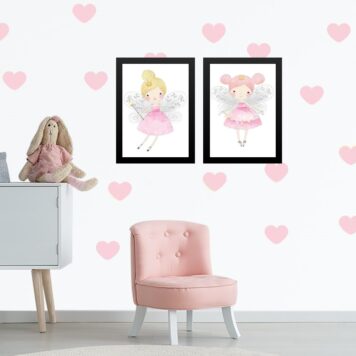 Kit 2 Quadros Quarto Infantil Menina - Fadinhas B
