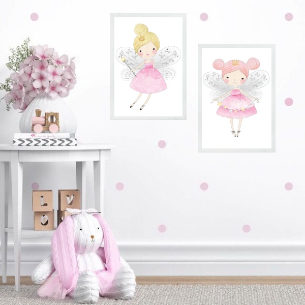 Kit 2 Quadros Quarto Infantil Menina - Fadinhas