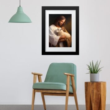Quadro Jesus e Cordeiro - 60x48 Cm B