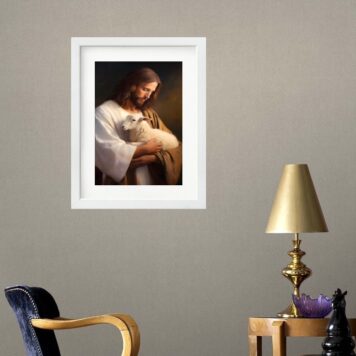 Quadro Jesus e Cordeiro - 60x48 Cm