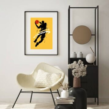 Quadro Jogador De Basquete - 60x48 Cm B