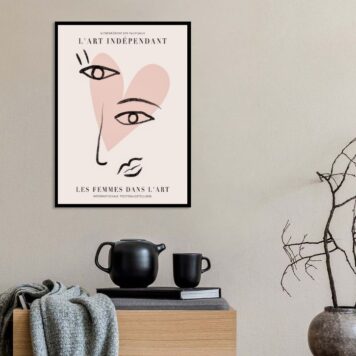 Quadro Poster Picasso Coração Rosa B