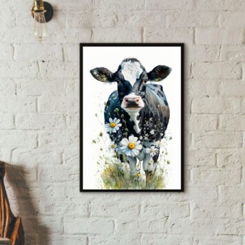 Quadro Vaquinha Floral - Aquarela B