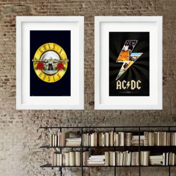 Kit 2 Quadros Grandes Bandas Rock - 60x48 Cm B