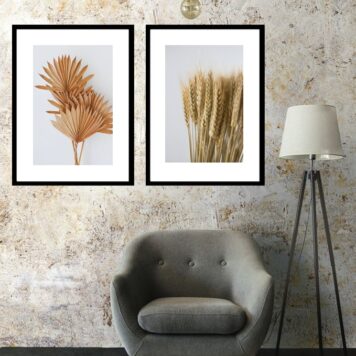 Kit 2 Quadros Grandes Folhas Secas - 60x48 Cm
