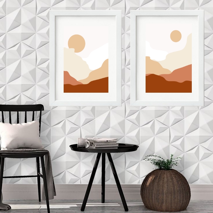 Kit 2 Quadros Grandes Paisagem Boho - 60x48 Cm