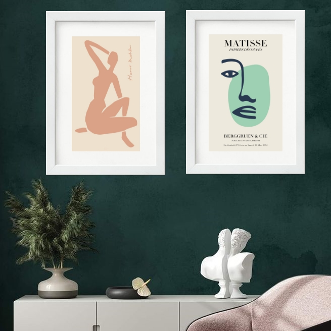 Kit 2 Quadros Matisse Cores Pasteis - 60x48 Cm