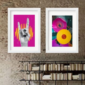 Kit 2 Quadros Rock Rosa - 60x48 Cm B