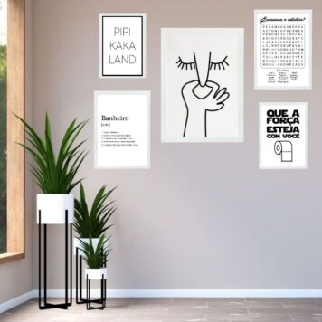 Kit 5 Quadros Para Banheiro Frases Divertidas B