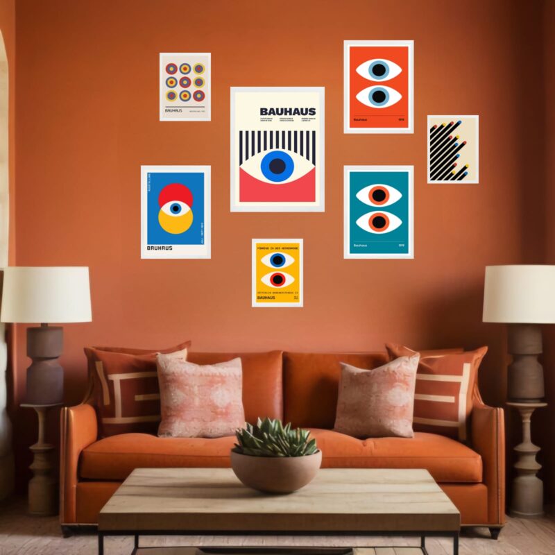 Kit 7 Quadros Bauhaus - Famous Geometric Abstract B