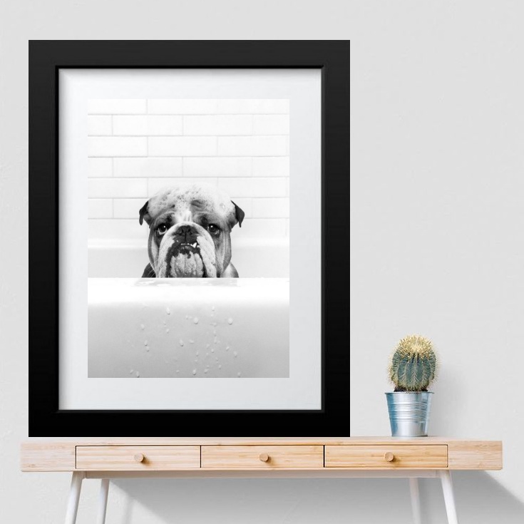 Quadro Banheiro Bulldog Inglês - 60x48 Cm