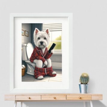 Quadro Banheiro Divertido Cachorrinho - 60x48 Cm B