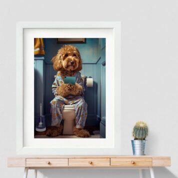 Quadro Banheiro Divertido Poodle - 60x48 Cm B