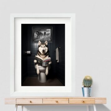 Quadro Banheiro Husky Siberiano - 60x48 Cm B