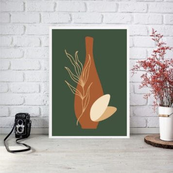 Quadro Boho Verde Musgo - Vaso B