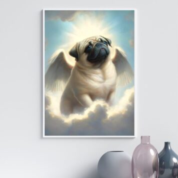 Quadro Cachorrinho Pug Com Asas B