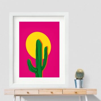 Quadro Cacto Pink - 60x48 Cm B
