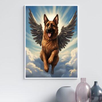 Quadro Cão Pastor Alemão Com Asas B