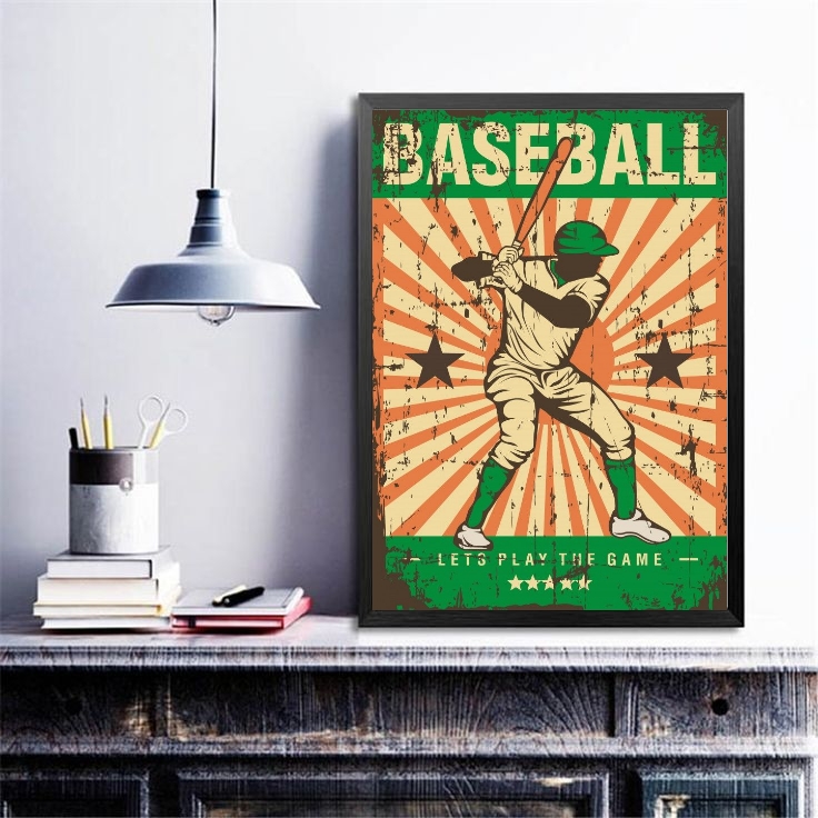 Quadro Decorativo Baseball Retrô