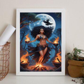 Quadro Decorativo Cigana Ritual Da Lua B