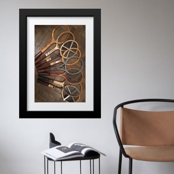 Quadro Foto Raquetes De Tênis Antigas - 60x48 Cm