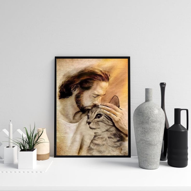 Quadro Jesus Acolhendo Gatinho