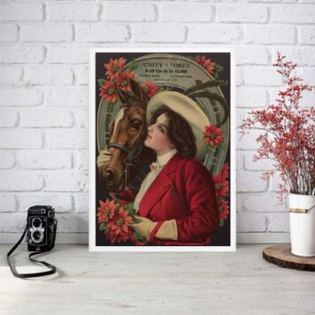 Quadro Mulher Vintage Com Cavalo B