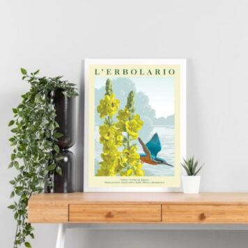Quadro Beija-Flor Azul Flores Amarelas B