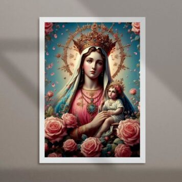 Quadro Nossa Senhora Com Menino Jesus- Flores B