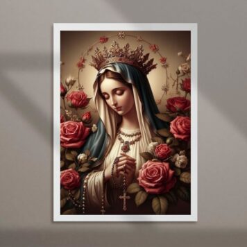 Quadro Nossa Senhora Com Terço - Flores B