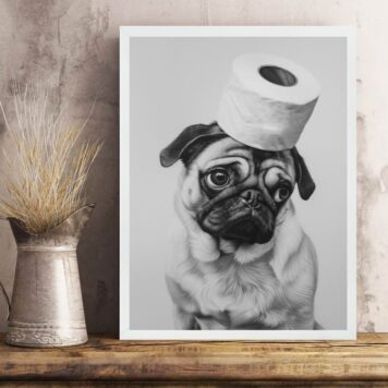 Quadro Para Banheiro Pug - Papel Higiênico B