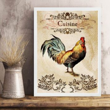 Quadro Vintage Para Cozinha Galo B