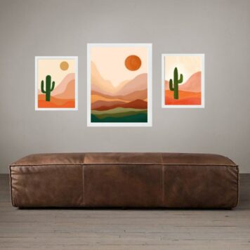Set 3 Quadros Arte Deserto Boho B