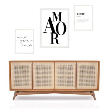 Set 3 Quadros Minimalistas Amor B