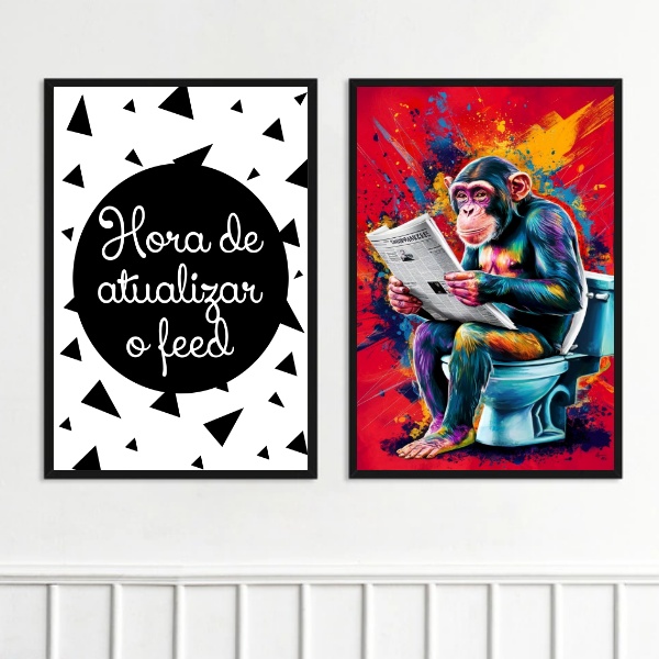 kit 2 Quadros Divertidos Banheiro Pop Art