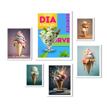Composição 6 Quadros Para Sorveteria B
