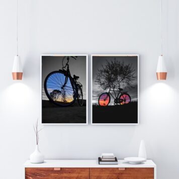 Kit 2 Quadros Decorativos Bike - Paisagens B