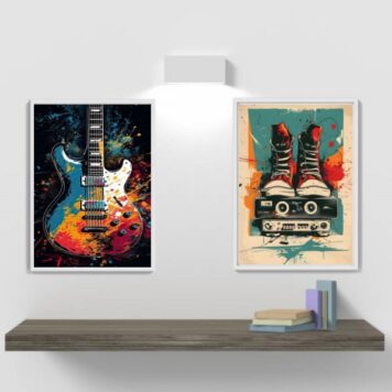 Kit 2 Quadros Decorativos Rock Aquarela B
