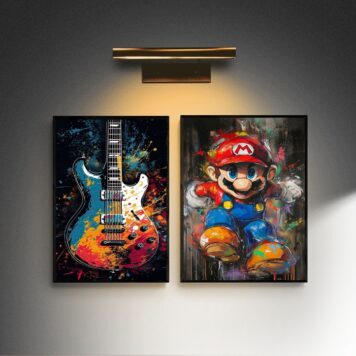 Kit 2 Quadros Quarto Menino Rock e Gamer