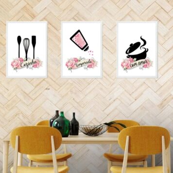 Kit 3 Quadros Decorativos Cozinha Temperada B