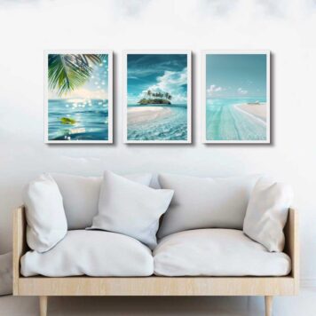Kit 3 Quadros Decorativos Praia Paradizíaca B